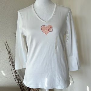 Liz Claiborne Sequined Hearts cotton long sleeves top